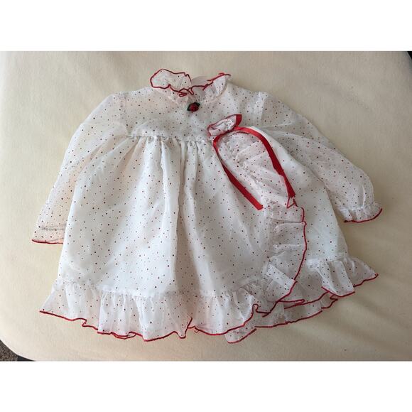 Lot of 3 Vintage 1980s Girls Dresses Sailor Ruffles Made in USA Holidays Size 2T - Picture 2 of 14